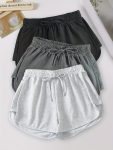 Set of 3 - Summer Women'S Lightweight Shorts with Elastic Waist, Loose And Breathable Casual Pants for Running And Yoga, Comfortable Hot Pants.